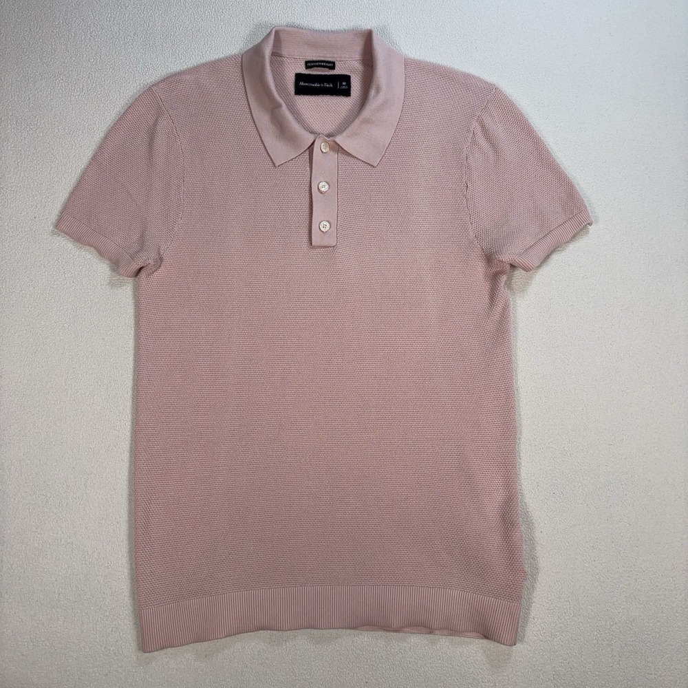 Abercrombie & Fitch Featherweight Knit Polo Men's M Pink Stretch Resort *FLAW*